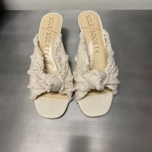 Sole Society Cream Wedge Sandals
